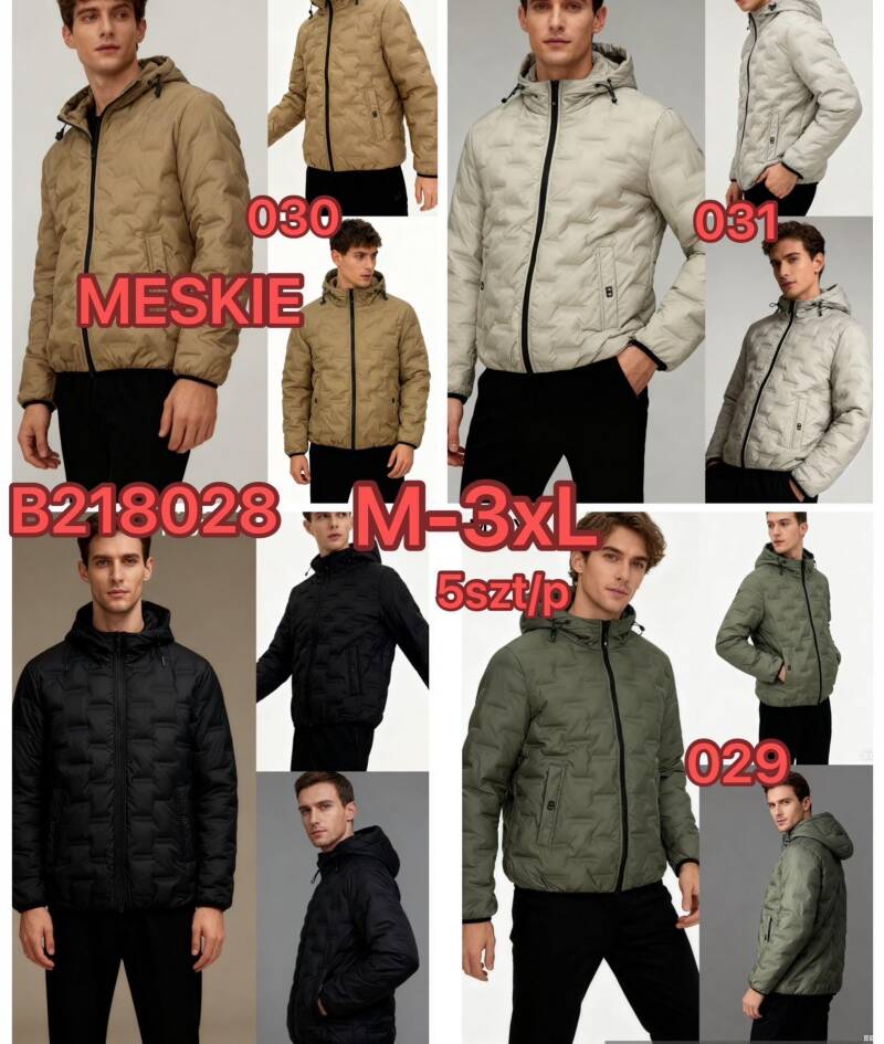 Kurtka męska cienka Roz M-3XL, 1 Kolor Paczka 5 szt